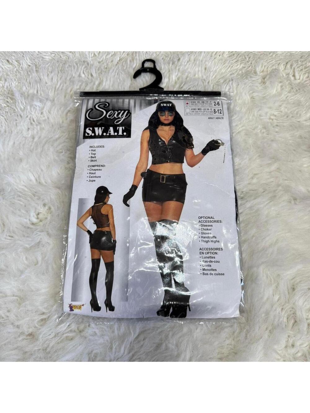* 2000s deadstock halloween costume faux leather and mesh sexy cop/ swat